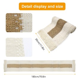 Betinyar 12 x 71 Inch Macrame Table Runner, Boho Table Runner with Tassels, Natural Burlap Table Runner, Splicing Cotton and Burlap Table Runner for Dinner Table Decor