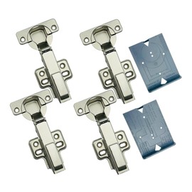 GEFONG 105 Degree Clip-on Full Overlay Kitchen Cabinet Soft Close Hydraulic Hinges 35 mm with Damper Buffering Mute Hinge for Wardrobe Cupboard Door Pack of 4 Pcs