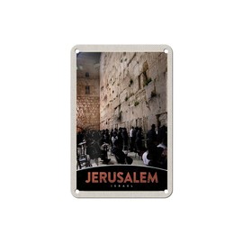 mrdeco Metal Sign 12 x 18 cm Curved Jerusalem Israel Prayer Prayer Sign