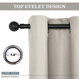 PONY DANCE Cream Window Curtain Panels 40 inch Length - Thermal Insulated Room Darkening Drapery Top Gromments for Kitchen/Bathroom/RV Camper, W 42 x L 40, 2 Panels Set