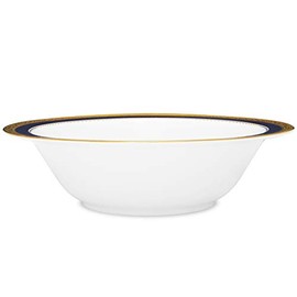 Noritake Odessa Cobalt Gold Bowl, Round Vegetable, 32 oz in Blue/White
