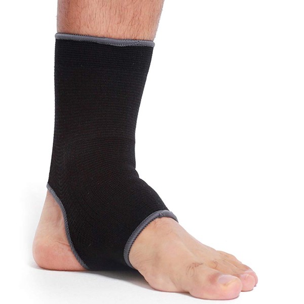 Neotech Care Ankle Support Sleeve (1 Unit) - Open Heel, Light, Elastic & Breathable Knitted Fabric - Medium Compression - for Men, Women, Kids - Right or Left Foot - Black Color (Size L)