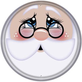 Retro Vintage Round Tin Sign Christmas Wreath Sign Santa Face Santa Claus Sign Poster for Home Garden Kitchen Bar Cafe Restaurant Garage Wall Decor 12x12 Inch