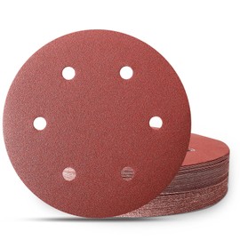 Szarint 50 PCS 9 Inch 6 Hole Hook and Loop Sanding Discs Drywall Sandpaper Include 60, 80, 120, 150, 240 Grit for Drywall Sander