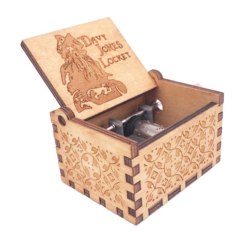 Davy Jones Locket Music Box Hand Crank Musical Box Carved