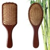 Natural Bamboo Hair Brush 2-Pack - Wide Tooth Comb &
