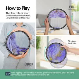 Fitifun Moving Sand Art, Sand Art Liquid Motion Moving Sand Art Picture Sandscapes in Motion 3D Sand Painting for Home Decor and Office (Purple, 7IN)