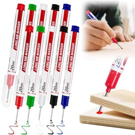 OTXKXBLP 10 Pcs Long Head Deep Hole Marker,2025 Upgrade Long Head Deep Hole Marker Pens Permanent Markers Carpenter Marker Pens Deep Hole Carpenter Ink for Builders Construction(5 Colors)