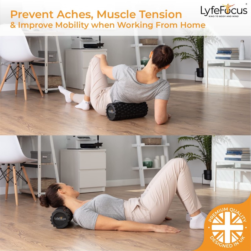 LyfeFocus Premium Trigger Point Foam Roller (Black) - Multi Pressure