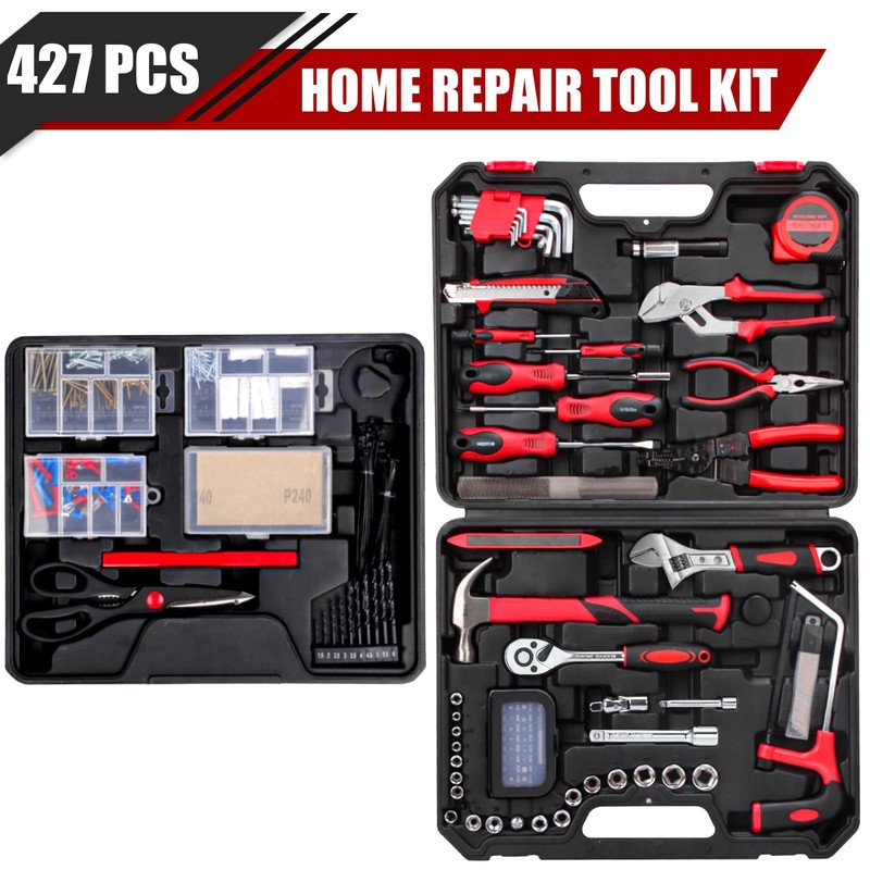 ARUCMIN 427 Piece Home Tool Kit, Mechanics Tool Set with