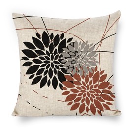 Brown Cushion Covers 45 x 45 Cushion Cover Geometric Flower Pillow Case Modern Decorative Throw Pillow Covers 1 Pack Square Linen Sofa Cushions Cover For Home Living Room Sofa Cushions Decoration