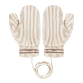 TINAYAUE Baby Toddlers Winter Thermal Gloves Crawling Cycling Skiing Riding Gloves for Boys and Girls 1-4 Years Double Side Warm Full Finger Gloves Thick Little Kids Knitted Wrists Mittens (beige)