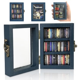 Anxiety Bookshelf Mini Bookshelf Ornament Miniature Bookshelf Decor Shake Bookshelf Shake Away Your Anxiety Miniature Book Library with 60pcs Mini Books for Book Lovers Home Room Office Decor (Blue)