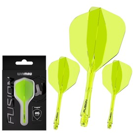 WINMAU Darts Fusion Integrated Flight & Shaft System - No.6 Shape & Design - Yellow Colour, Short Length