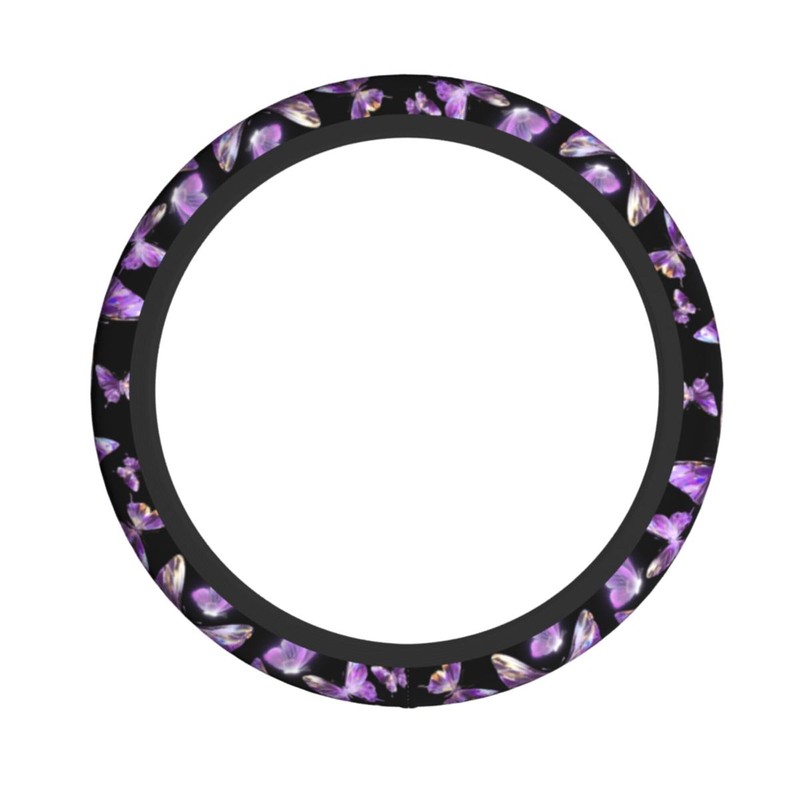 Purple Butterfly Steering Wheel Cover 15 Inch Auto Neoprene Case