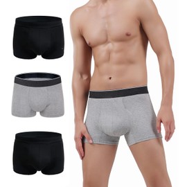 AIRCUTE Men Urinary Incontinence Underwear Washable Absorbency Soft Bladder Leak Proof Boxer Briefs 3 Pack (2X-Large,Black-Black-Gray)