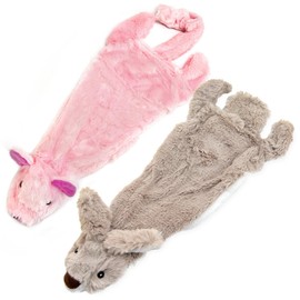 Best Pet Supplies 2-in-1 Stuffless Squeaky Dog Toys with Soft, Durable Fabric for Small, Medium, and Large Pets, No Stuffing for Indoor Play, Holds a Plastic Bottle - Hare, Pig, Large