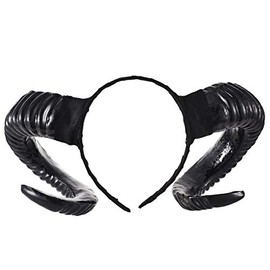 Ro Rox Gothic Ram Horns Sinister Evil Headband Roses Garland Satanic Headpiece - Black Horns