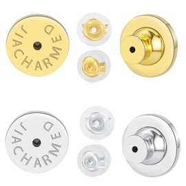 Earring Backs for Droopy Ears, JIACHARMED Cycle Earring Backings Tight Earring Backers for Studs 4pcs Secure Lifter Back for Heavy Earrings Support Replacement Plus 4pcs Rubber Backs,Mixed Color