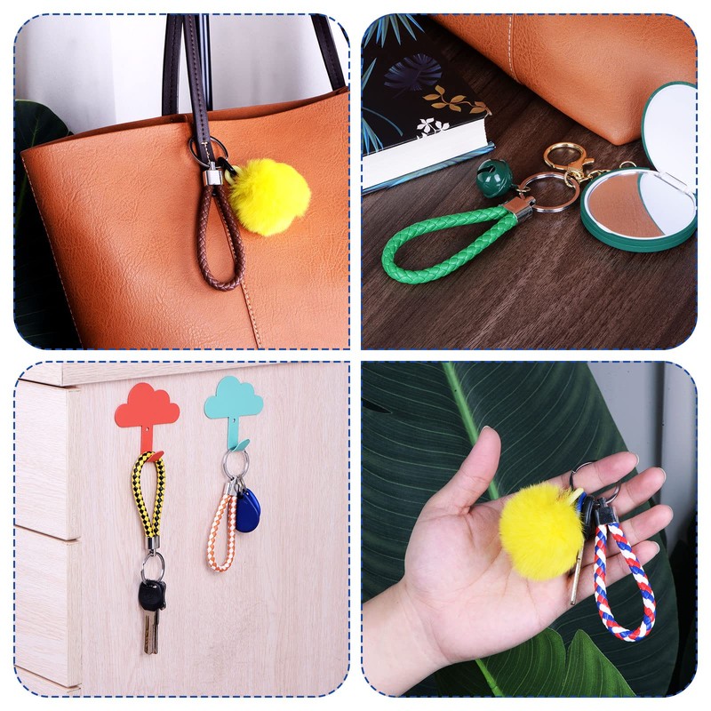 PATIKIL Braided Leather Keychain, 2 Pack PU Key Ring Woven