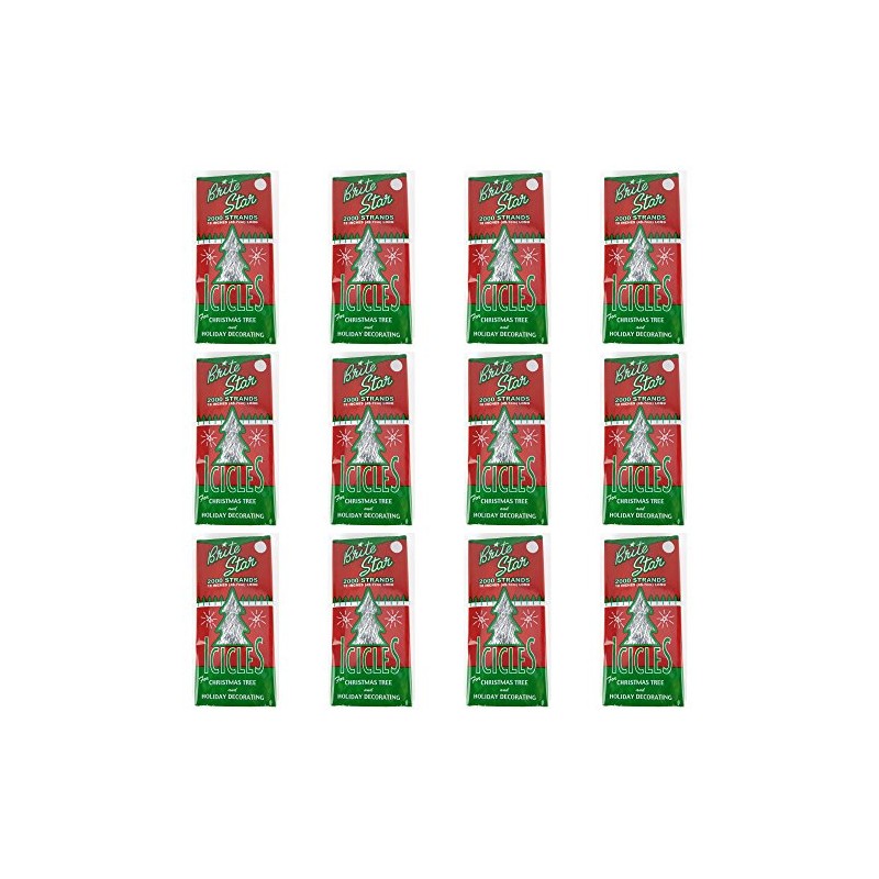 BRITE STAR Silver 18-Inch Icicle Tinsel - 2000 Strands (12)