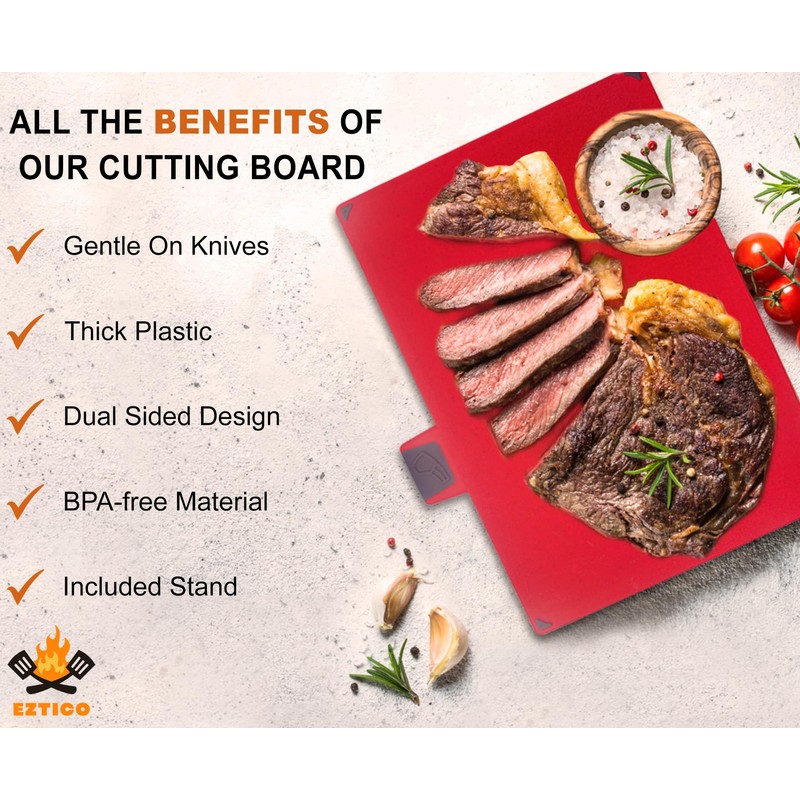 EZTICO 4-Piece Non-Toxic Cutting Board Set with Premium Scissors –