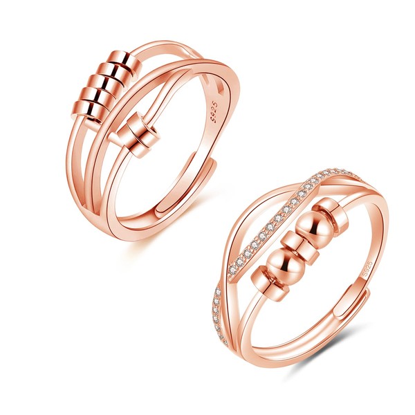 Zolkamery Silver Anxiety Ring, 925 Sterling Silver Women's Anxiety Ring