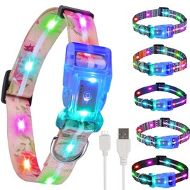 YUSHANG Buckle Glow Dog Collar Light,Adjustable Flashing LED Dog Collar Rechargeable Waterproof,Light Up Dog Collars Lights for Medium、Large Dogs-ML(Neck:14.17-24.8")