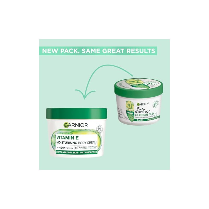 Garnier Body Cream Vitamin E Avocado Moisturising Shea For Dry