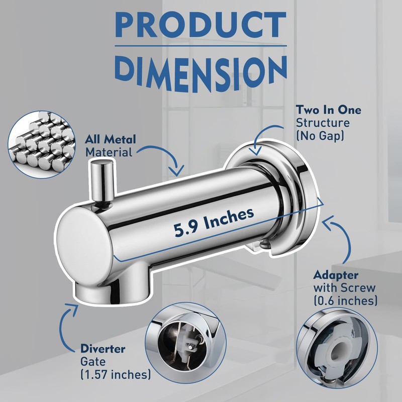 YASINU Slip on Tub Spout with Diverter Universal Tub Diverter