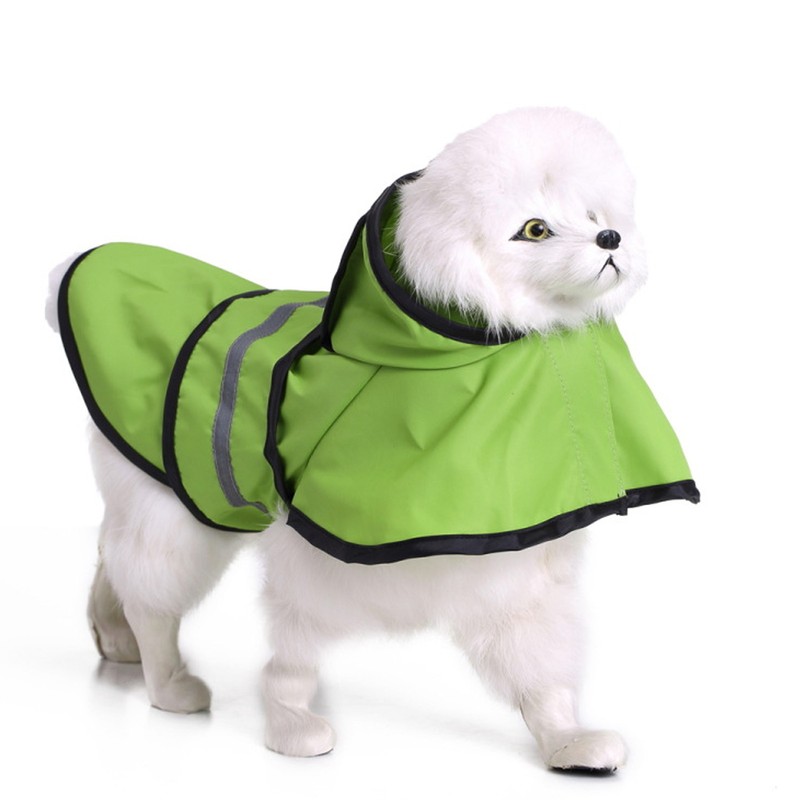 Dog Raincoat Polyester Pet Rain Cape Jacket Reflective Stripe Waterproof