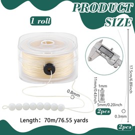 PH PandaHall 0.8mm Perlengarn 70m String für Armbänder Sewing String Cord Saatperlenfaden mit Aufbewahrungsbox für Sicken Weben Armbänder Schmuckherstellung Leder nähen, gelb