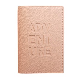 Passport Holder with Embossed Adventure, Travel Case, Travel Wallet, Document Bag, ID Pocket, antique pink