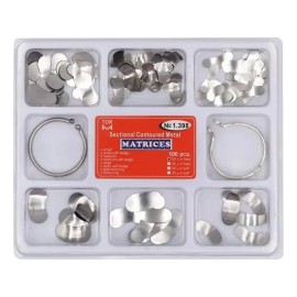 100 Piezas Banda Matriz Dental Contorneadas 2 Anillos Kit