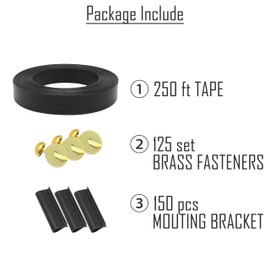 XKMT- Black View Blocking Privacy Tape Weave w/bracket and Gold Fastener For Chain Link Fence 75m/250 ft Roll UV Resistant [P/N: ET-HOME014+15+16-BK]