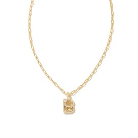 Kendra Scott Crystal Letter B Short Pendant Necklace, 14k Gold-Plated Brass, Fashion Jewelry for Women