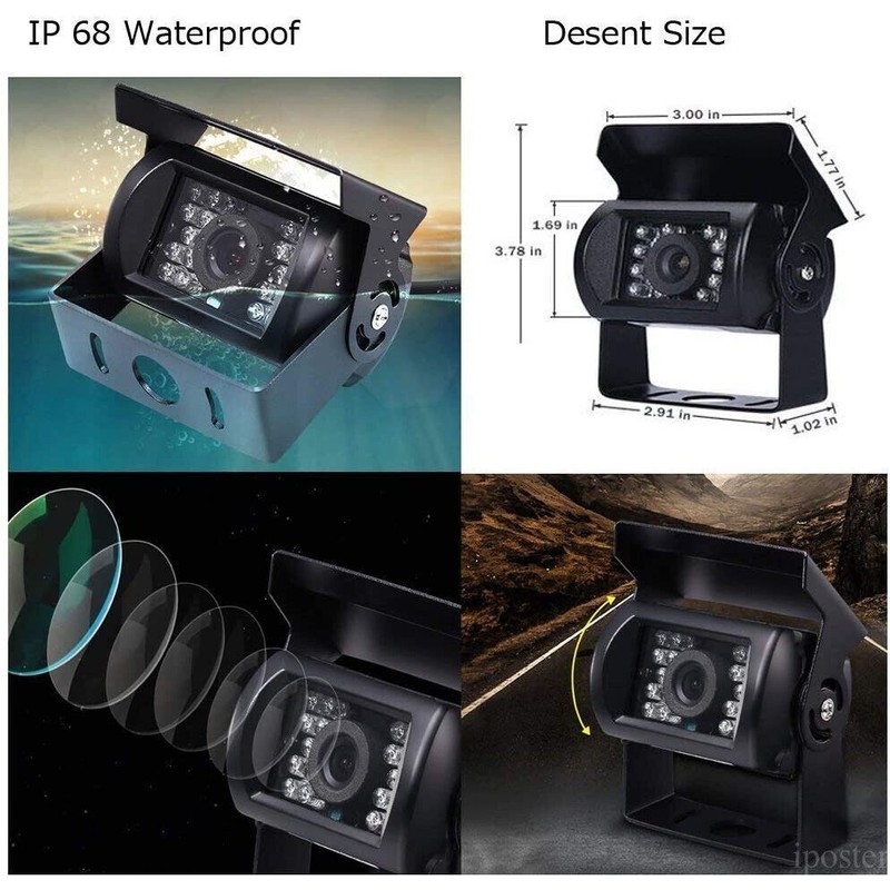 iPoster 7'' Rear View Backup Camera Parking System Night Vision