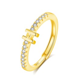 INFUSEU Gold Initial Rings with Letter H Jewelry for Women Teen Sterling Silver 925 Stacking Alphabet Monogram Toe Stackable Stacks Adjustable Size 7 8 6 Her Birthday