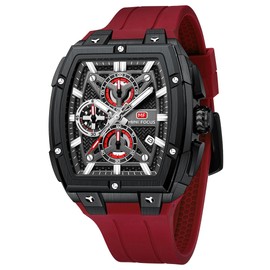 MF MINI FOCUS Men's Watch Analog Fashion Wrist Watch, Skeleton Tonneau Watch for Men with Chronograph,Ideal for Sports Enthusiasts and Daily Wear