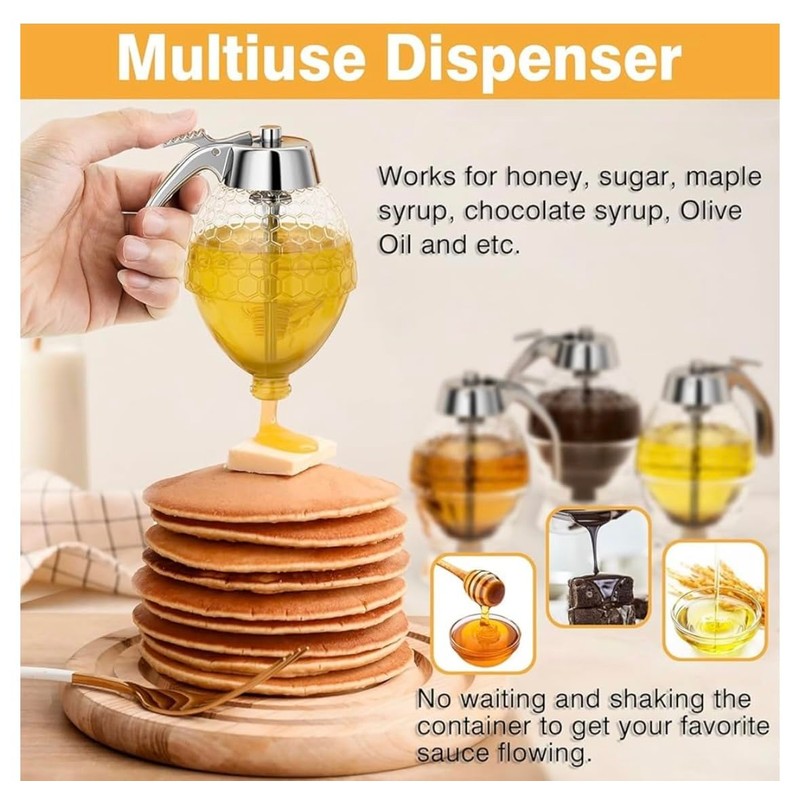 Acrylic Honey Dispenser with Honeycomb Pattern, No Drip Design