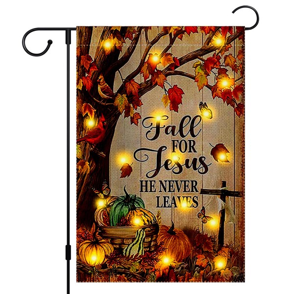 Fall Garden Flag Garden Flag with Lights Fall for Jesus