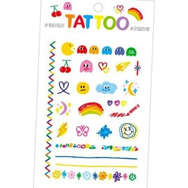타투스티커 레인보우두들 라인그림 감성포인트 데일리데코 패션 스티커 Rainbow Doodle Line Drawing Tattoo Sticker Daily Deco Fashion Sticker