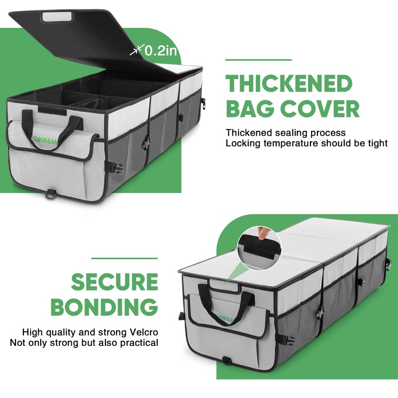 Simniam Car Trunk Organizer with Insulated Grocery Bag- 110L High