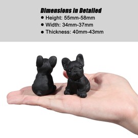 Nupuyai Obsidian Stein Französische Bulldogge Figur Kristall Deko, Edelstein Hund Figur Welpe Haustier Tier Statue Heilstein Glücksstein Hund Dekoration Bulldogge Geschenke