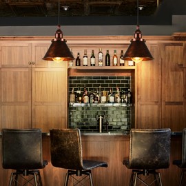 TAKEGO 7.09" Copper Pendant Light, Farmhouse Pendant Light Kitchen Island, Vintage Pendant Light Rustic Light Fixtures, Hanging Ceiling Lamp for Kitchen Island, Hallway, Dining Room (Small)*2Pcs