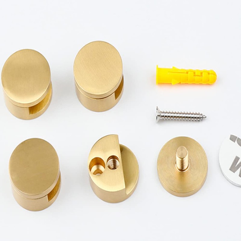Ackron Mirror Brackets, 4Pcs Aluminum Wall Mount, Gold, 5-11mm Thick