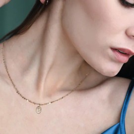 Medalla Virgen De Guadalupe Cadena 50cm De Oro 10k Italiano Color Dorado