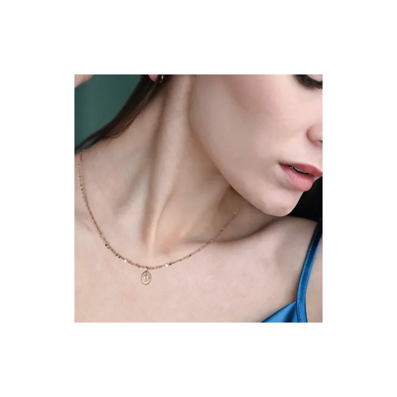 Medalla Virgen De Guadalupe Cadena 50cm De Oro 10k Italiano