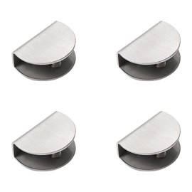 4Pcs Glass Shelf Brackets Stainless Steel Clip Holder Adjustable Glass Clamp Semicircular Glass Shelf Clamp for 8mm Glass Acrylic Wood (Silver, Small)