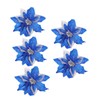 Ciieeo 5Pcs Blue Hexagonal Gold Thread Christmas Decorative Flowers for